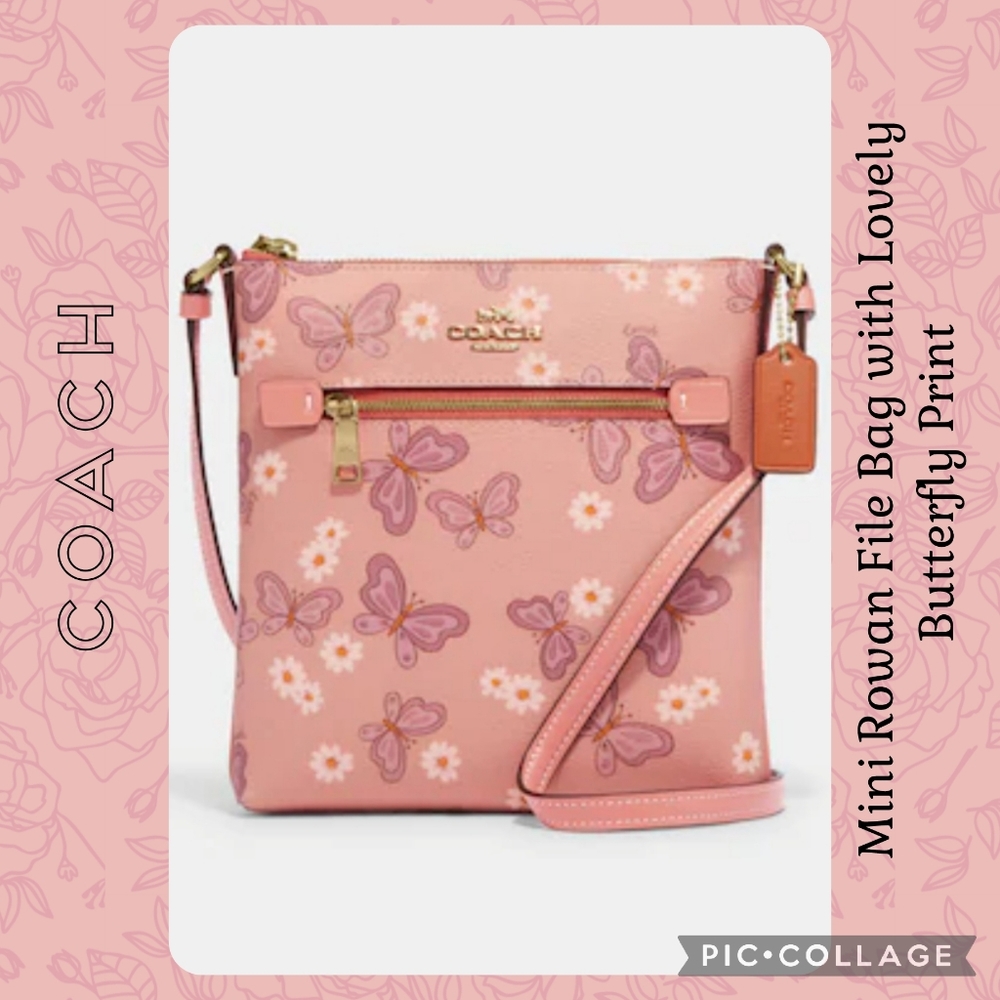 COACH Mini Rowan File Bag w/ Lovely Butterfly Print